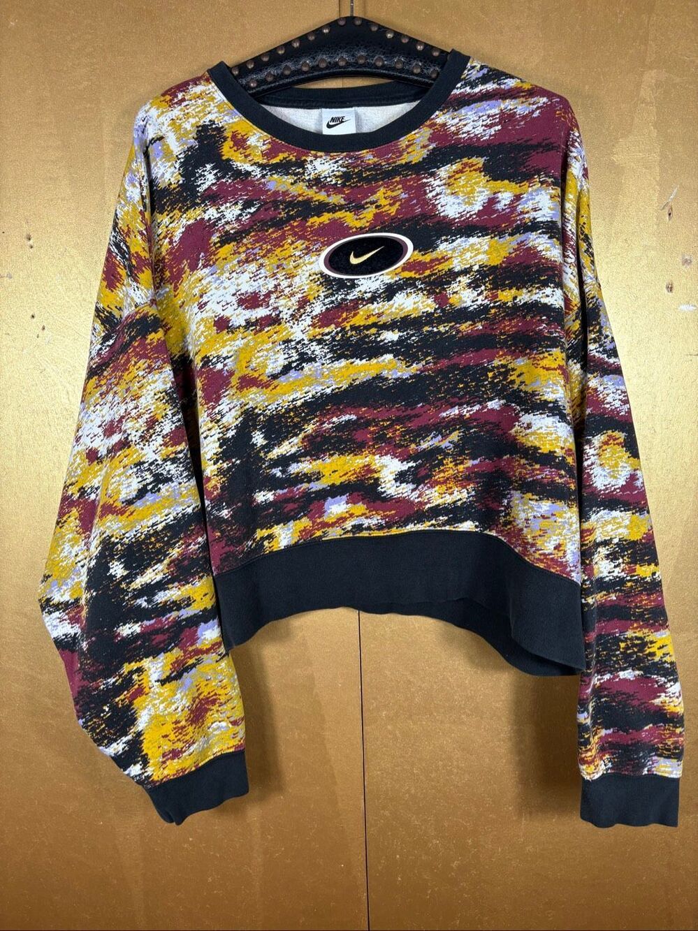 Nike Women's Sportswear Gel Revival Fleece Crew Sweatshirt-Black Size M oversize